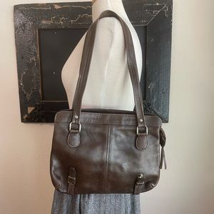 Vintage 1970’s Boho SAS Leather Satchel Handbag Brown